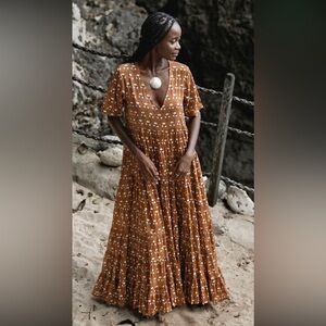 Daughters of India Chaaya Maxi Dress - Chai Floral